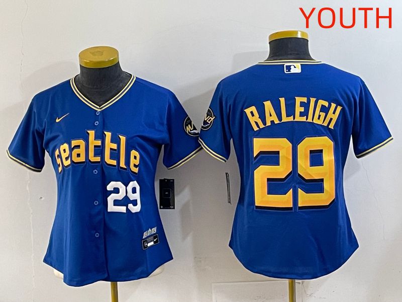 Youth 2025 Seattle Mariners #29 Raleigh Blue City Edition Nike MLB Jersey style 3->youth mlb jersey->Youth Jersey